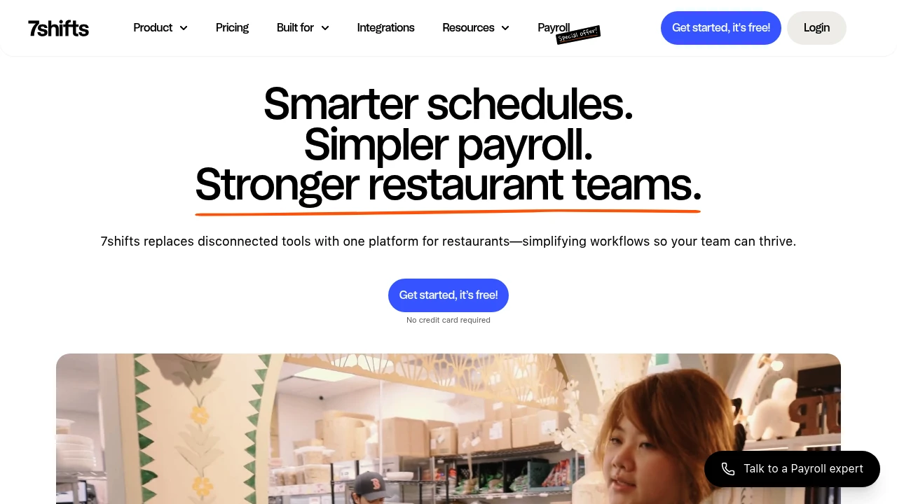 Screenshot of 7shifts website