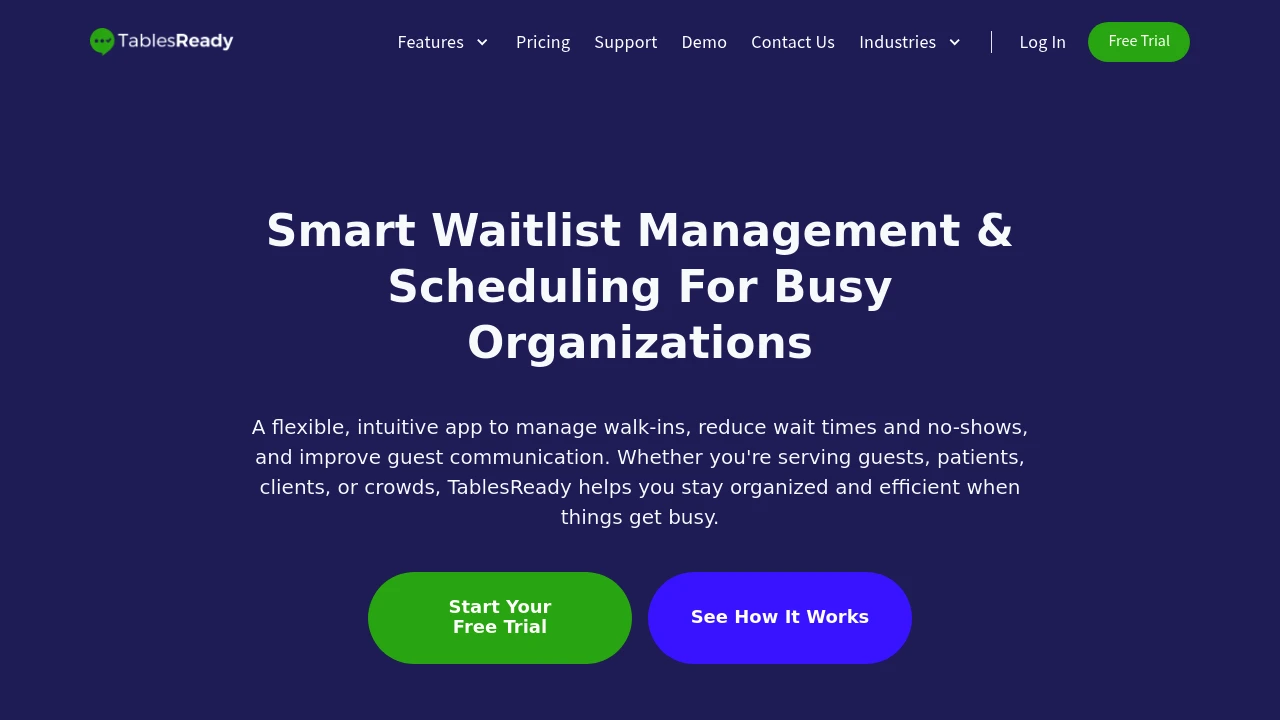 Screenshot of TablesReady website