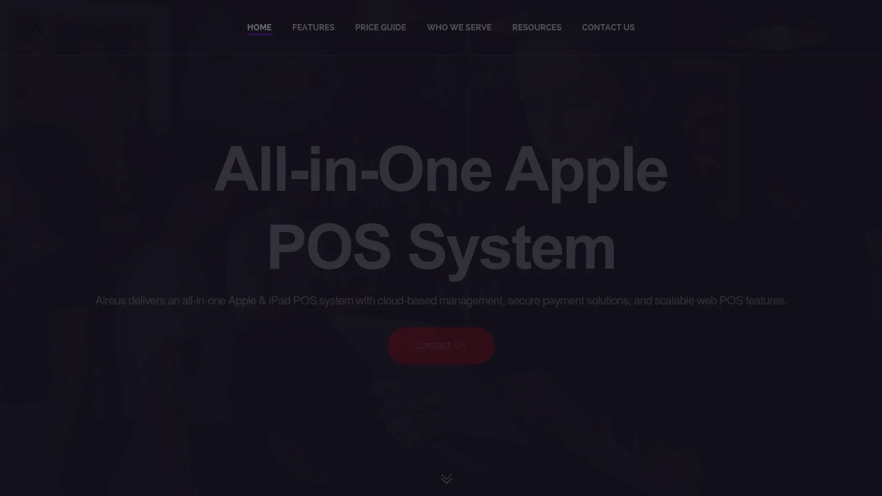 Screenshot of Aireus POS website