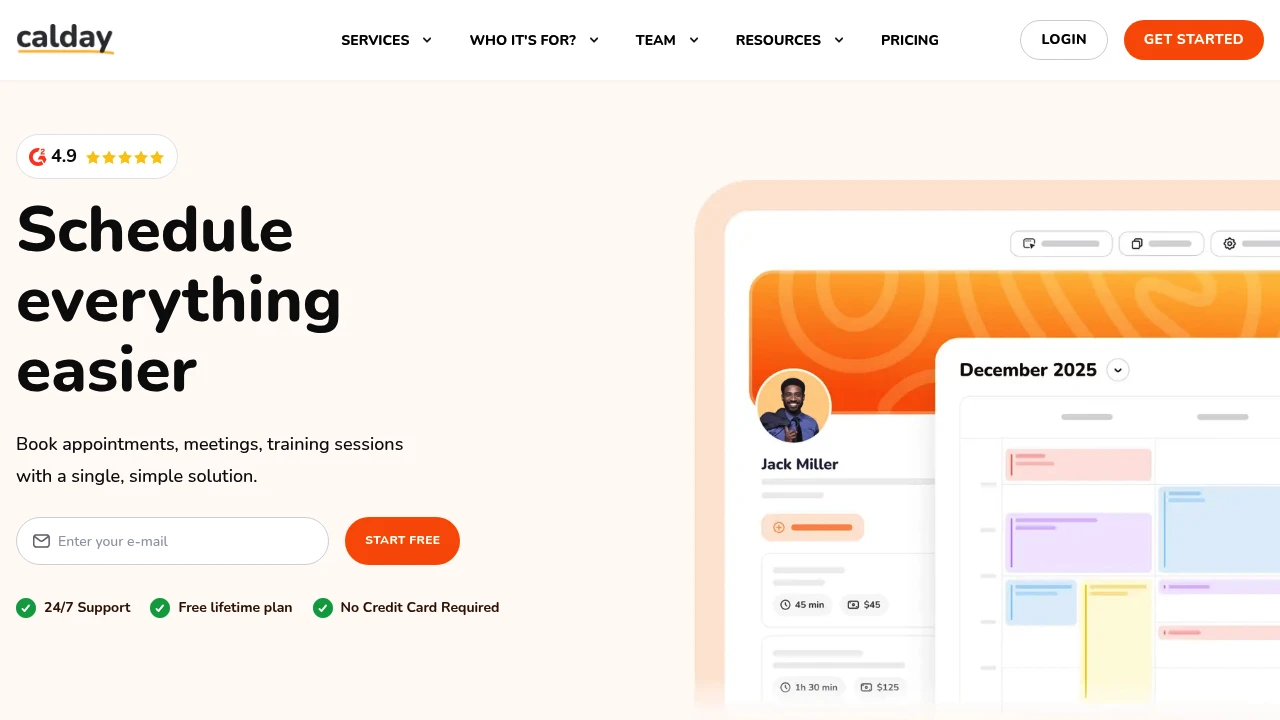 Screenshot of Calday website