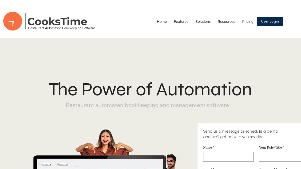 Screenshot of CooksTime website