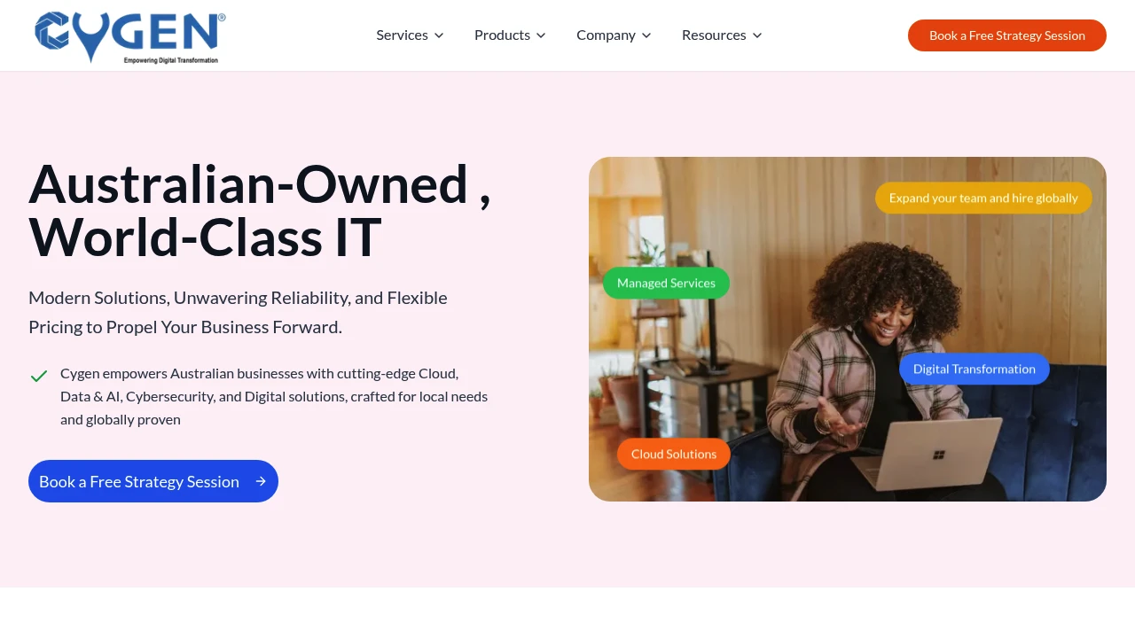 Screenshot of Cygen Consulting website