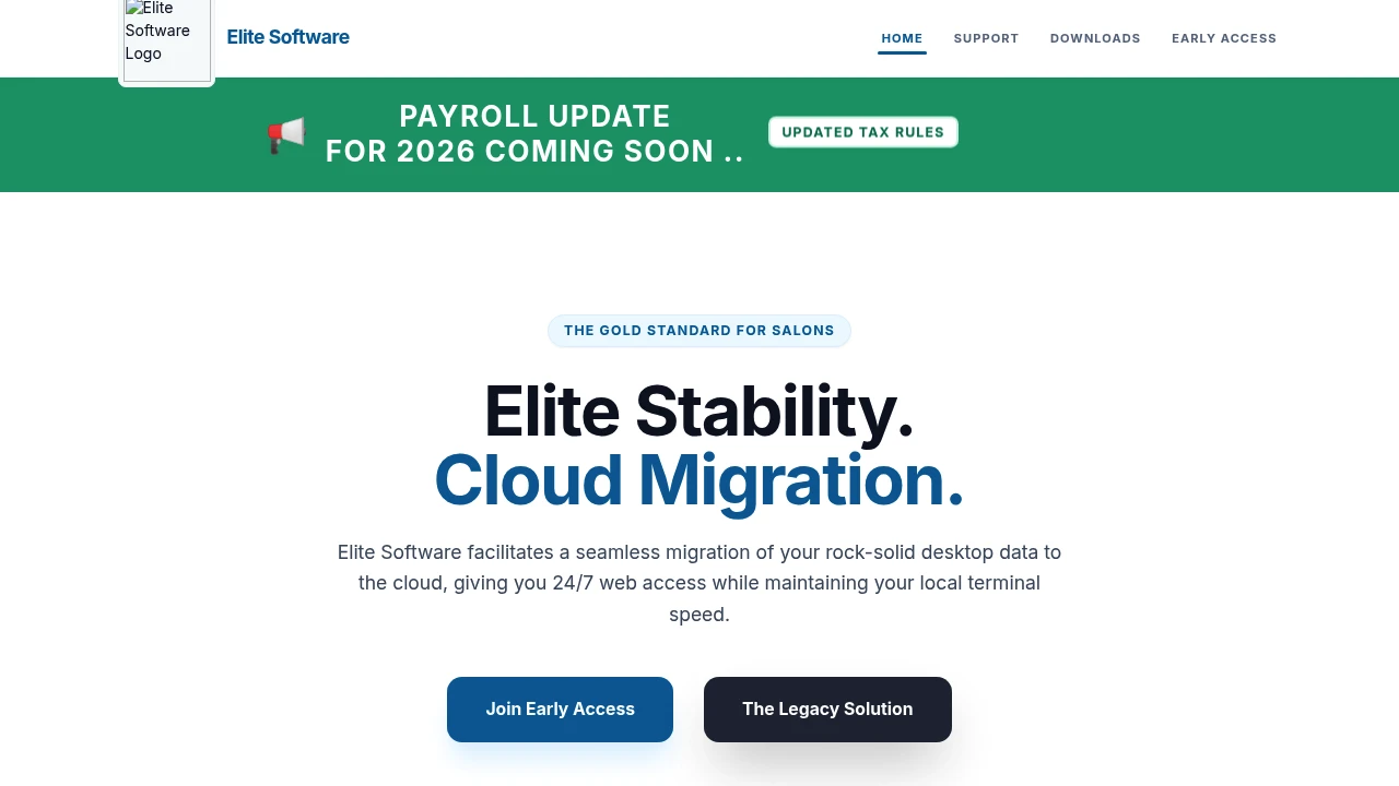 Screenshot of Elite Salon & Spa Management website