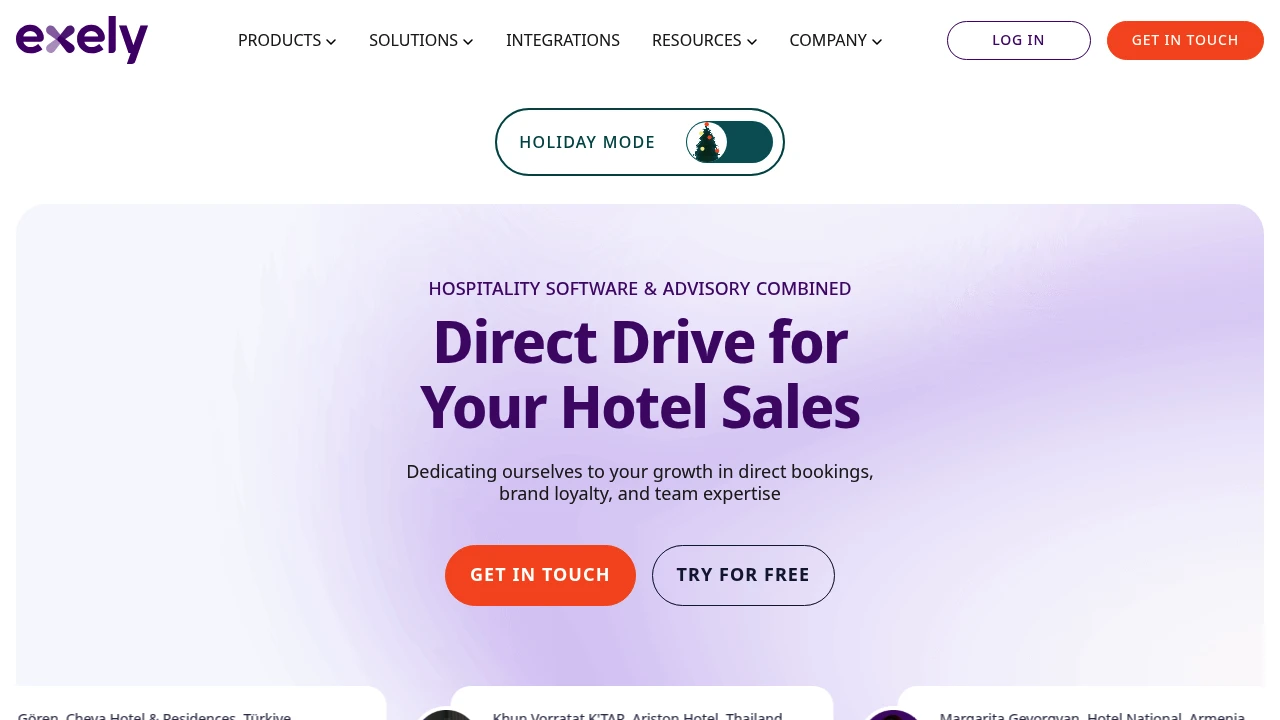 Screenshot of Exely website