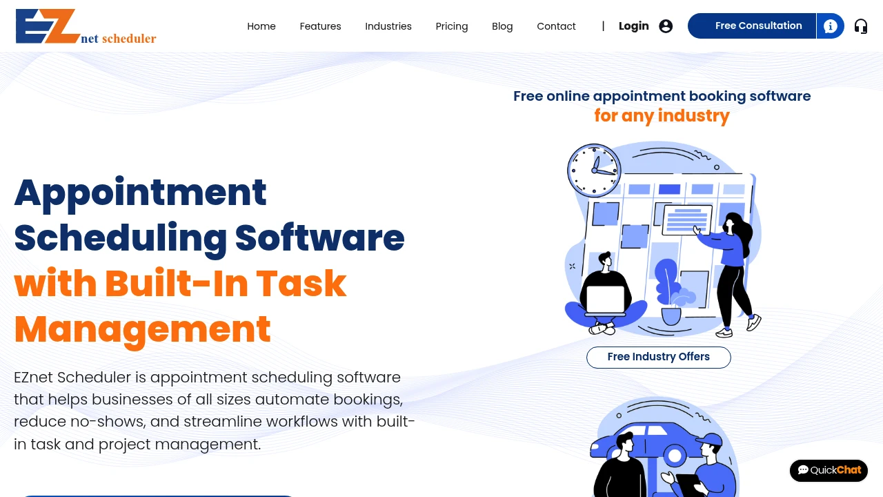 Screenshot of EZnet Scheduler website