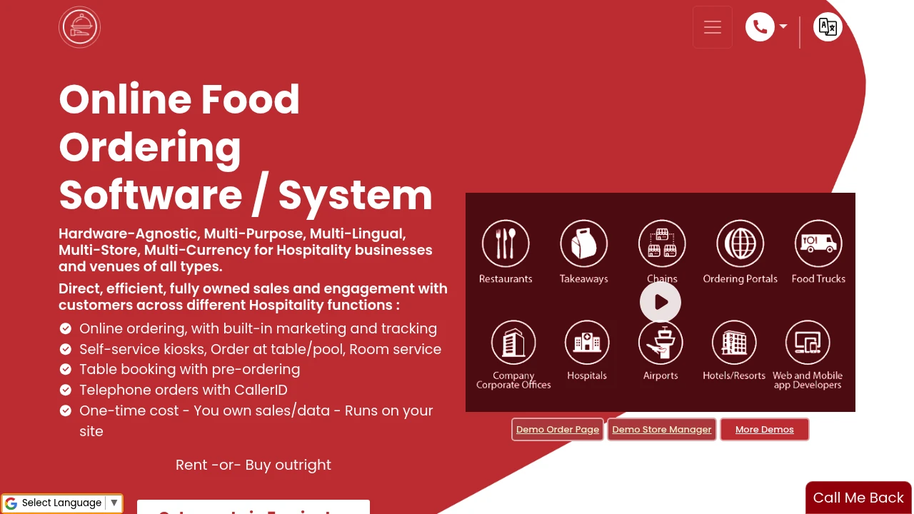 Screenshot of Food-ordering.com website