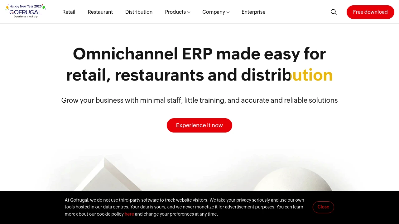 Screenshot of Gofrugal website