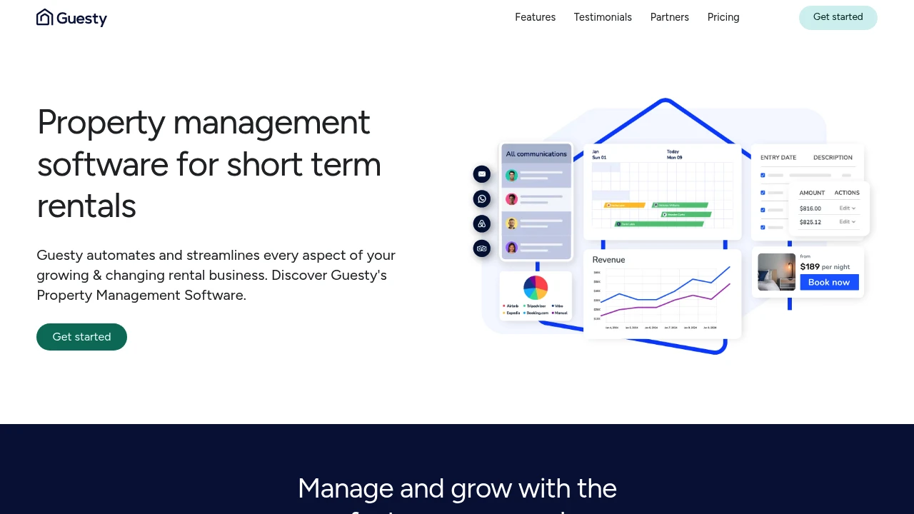 Screenshot of Guesty website