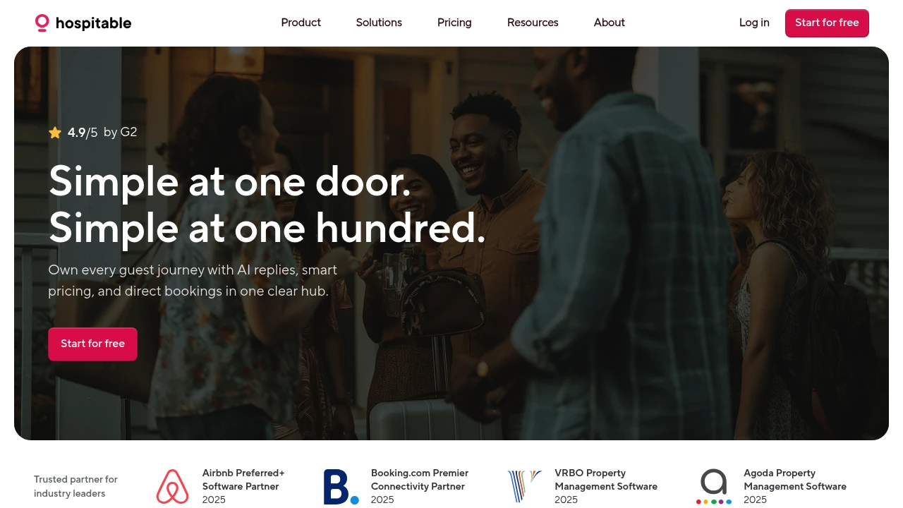 Screenshot of Hospitable website