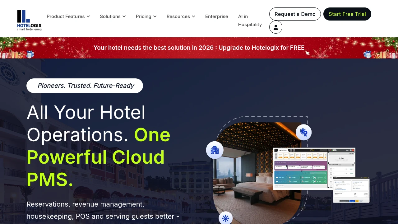 Screenshot of Hotelogix website