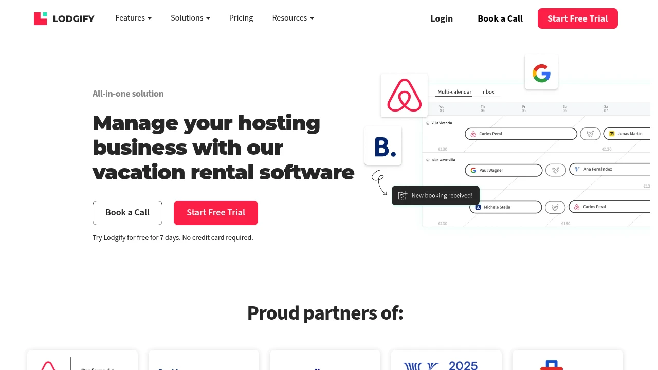 Screenshot of Lodgify website