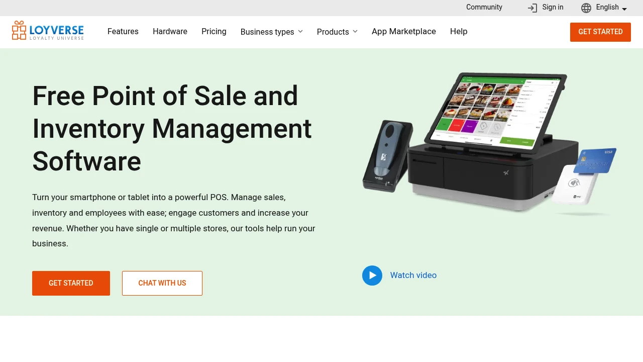 Screenshot of Loyverse website
