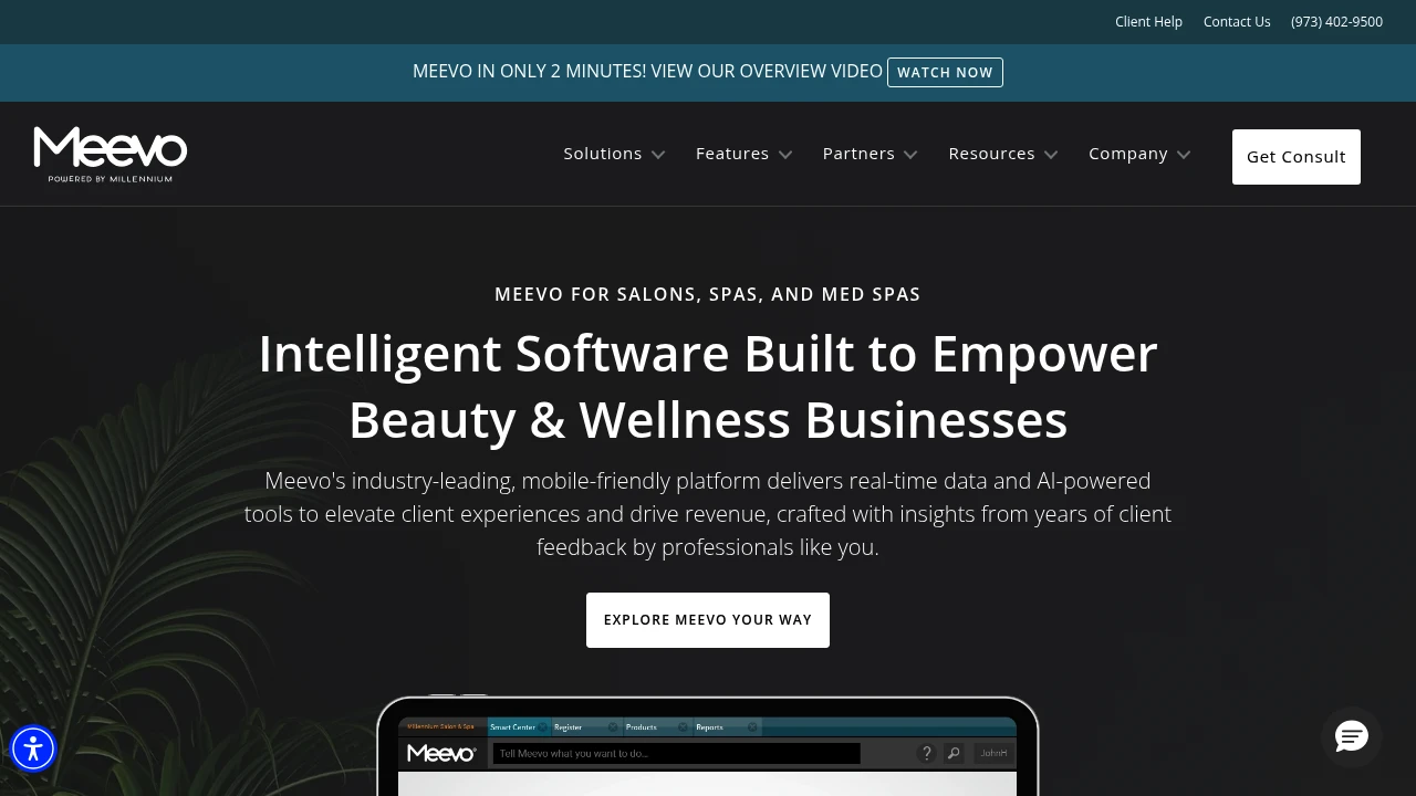 Screenshot of Meevo website