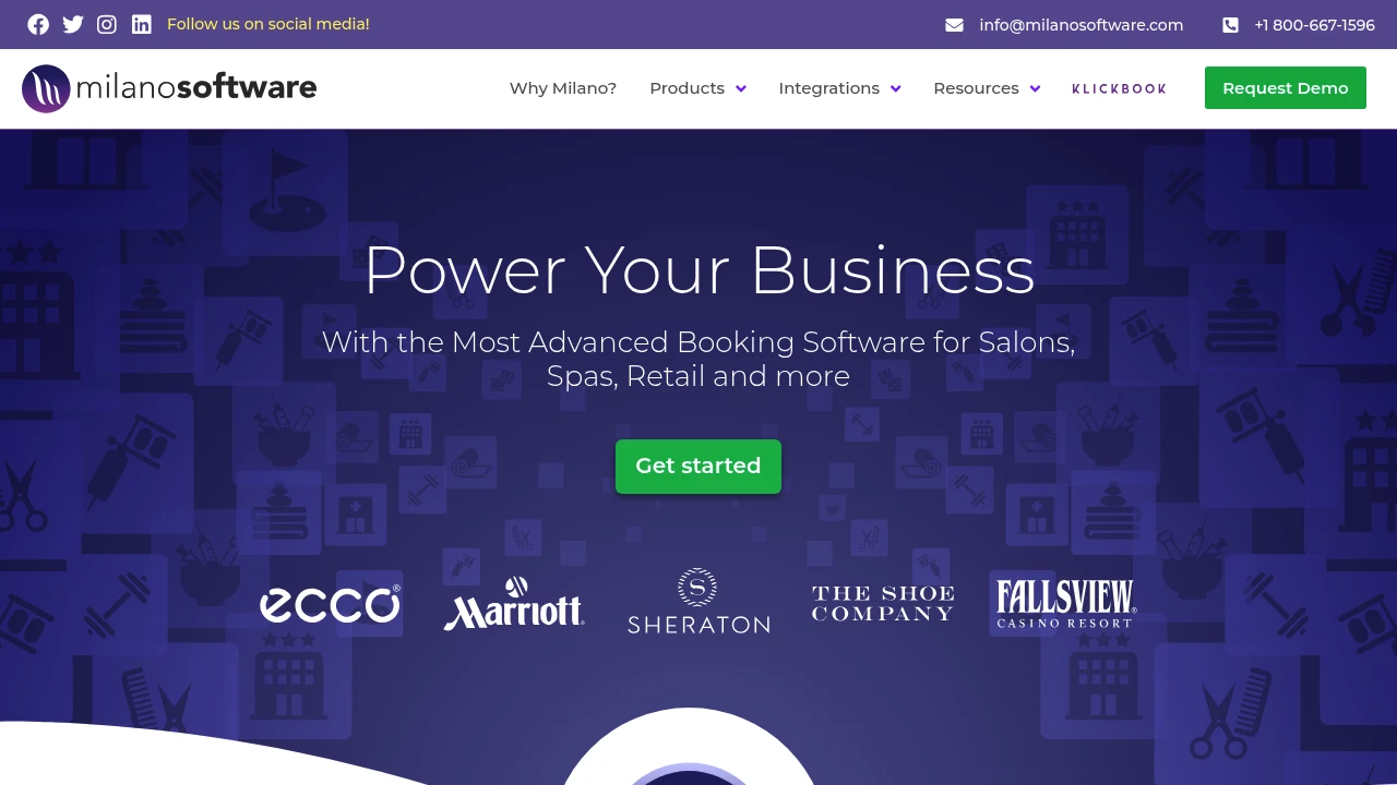 Screenshot of Milano Spa website