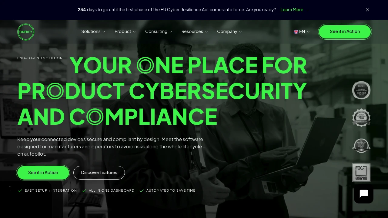 Screenshot of ONEKEY website