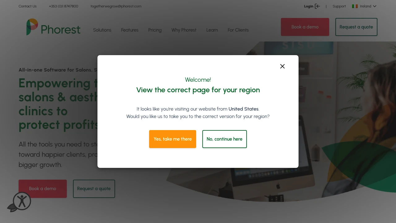 Screenshot of Phorest website