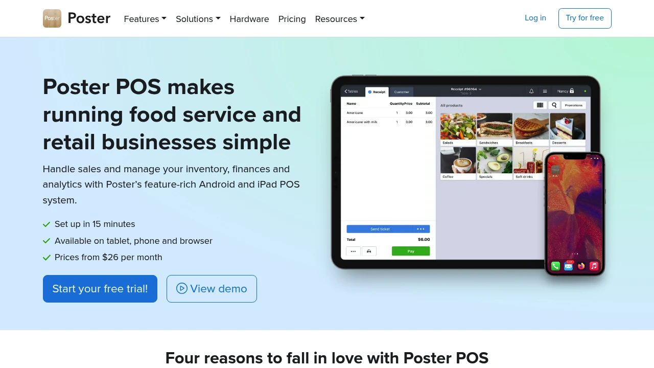 Screenshot of Poster POS website
