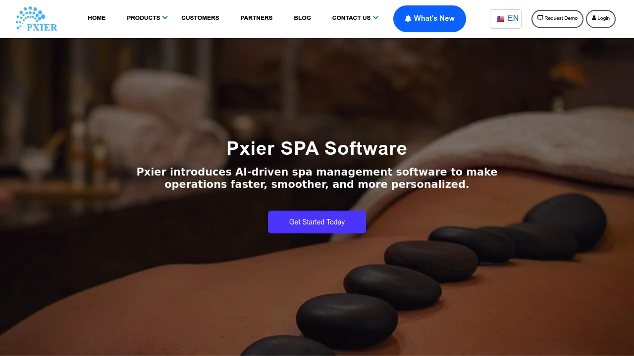Screenshot of Pxier Salon and Spa website