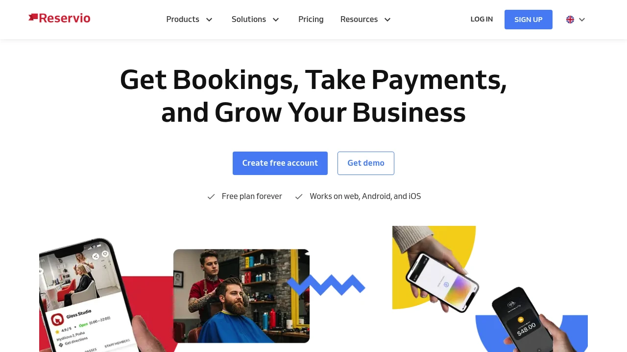 Screenshot of Reservio website