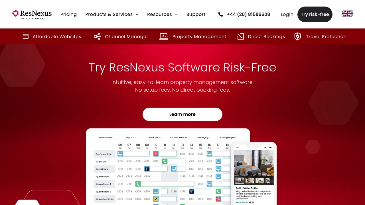 Screenshot of ResNexus website