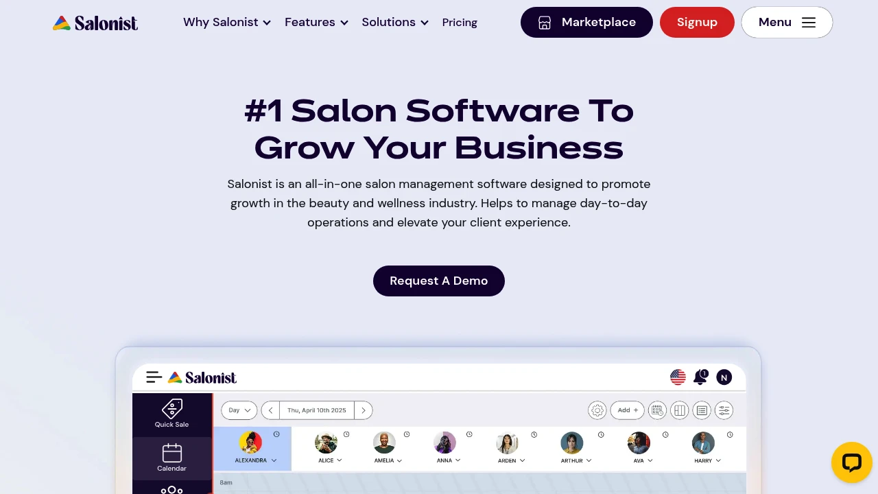 Screenshot of Salonist website