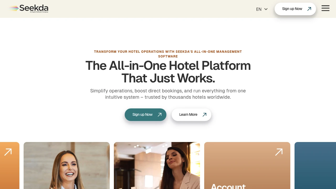 Screenshot of Seekda website