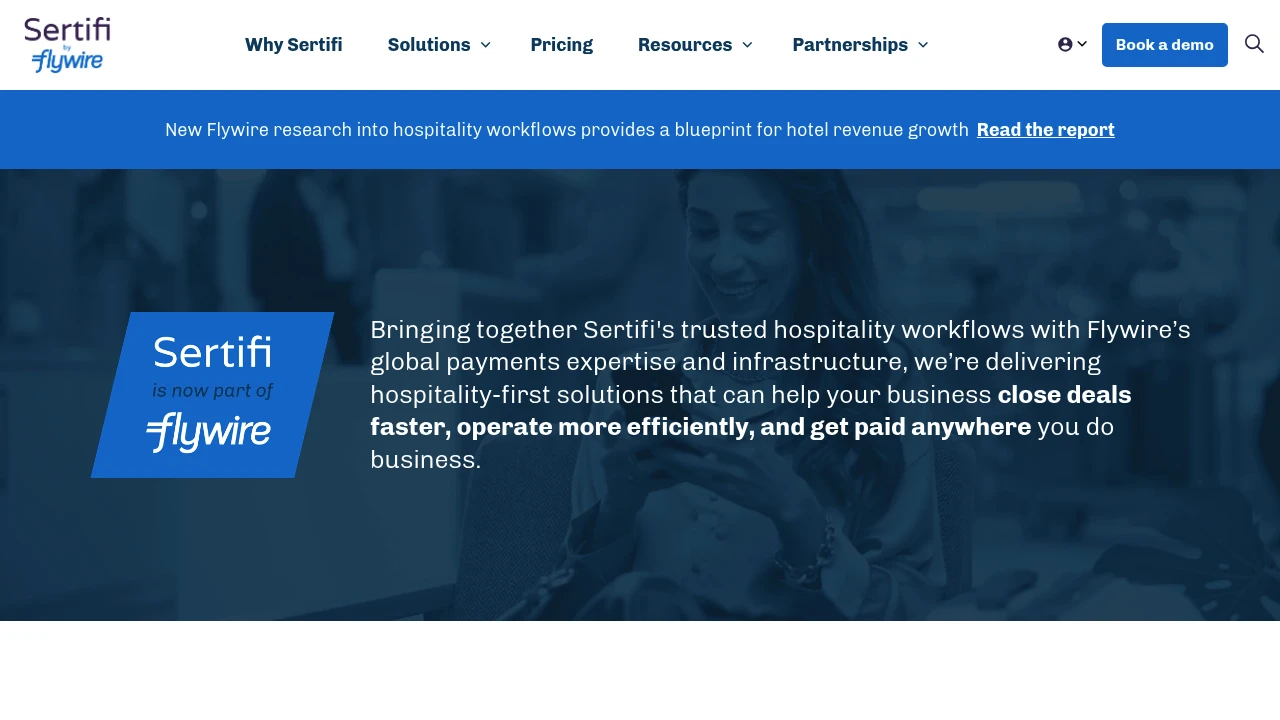 Screenshot of Sertifi by Flywire website