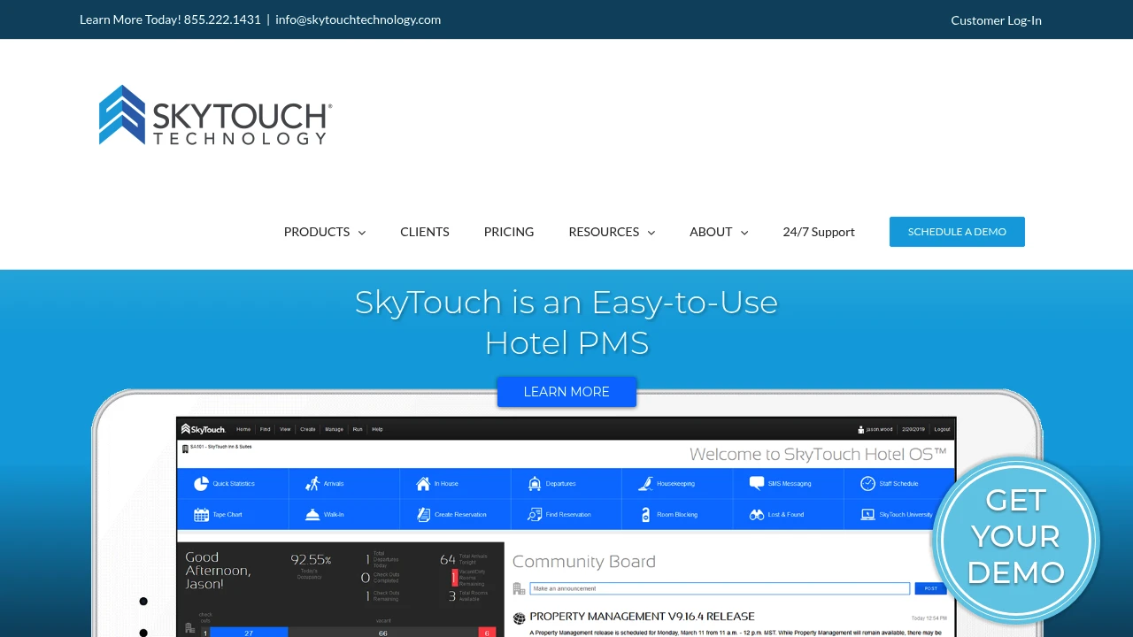 Screenshot of SkyTouch Technology website