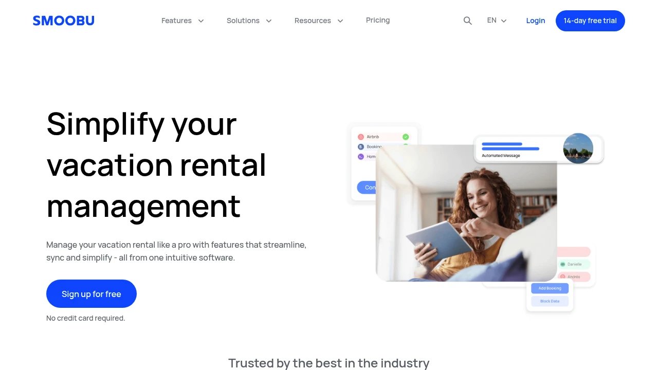 Screenshot of Smoobu website