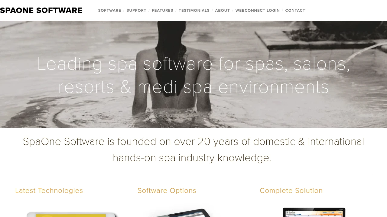 Screenshot of SpaOne WebConnect website