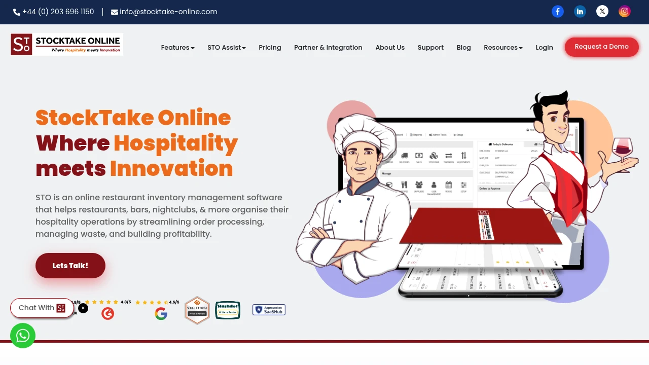 Screenshot of Stocktake Online website