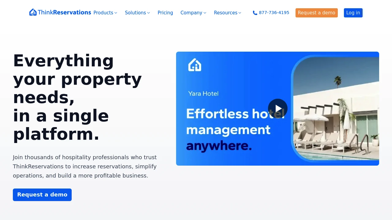 Screenshot of ThinkReservations website