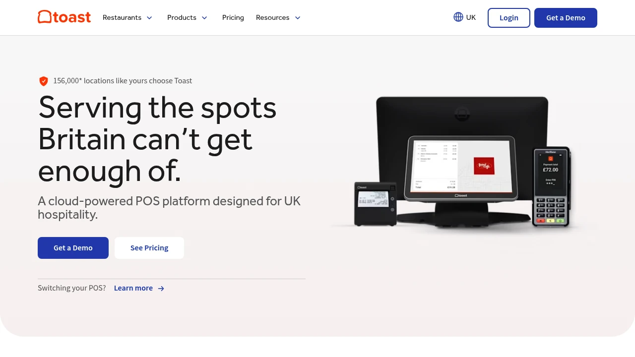 Screenshot of Toast POS website