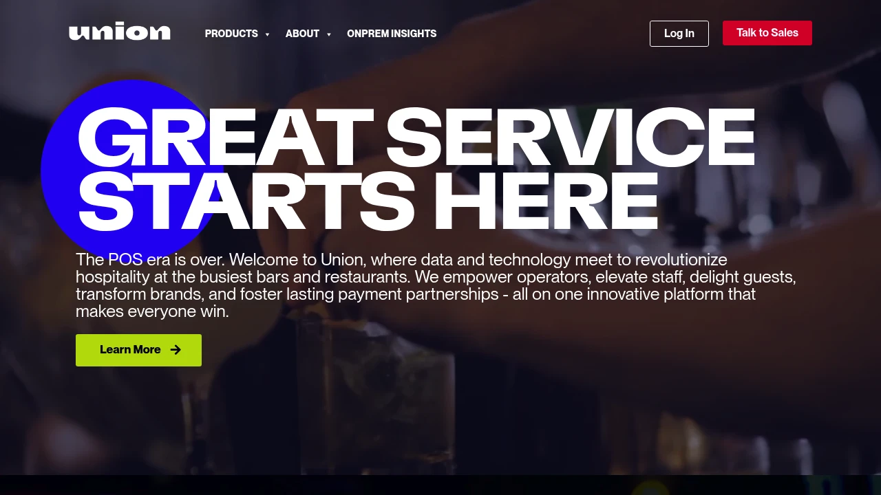 Screenshot of Union POS website