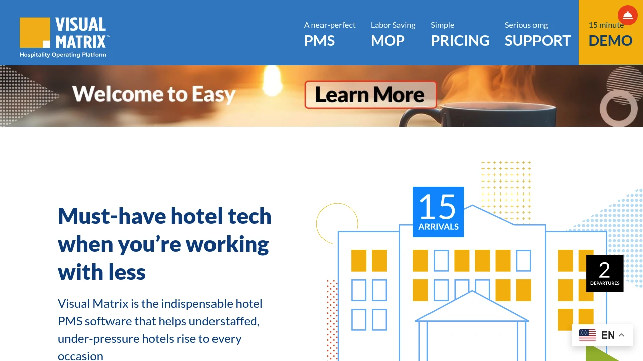 Screenshot of Visual Matrix PMS website