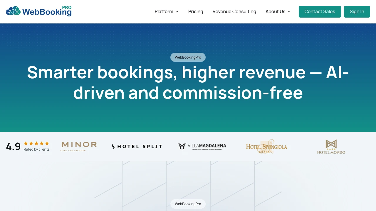 Screenshot of WebBookingPro website