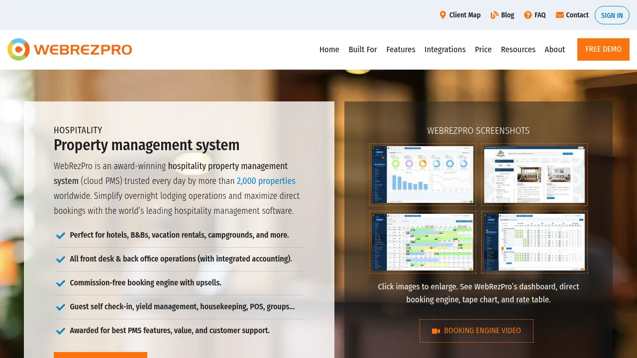 Screenshot of Webrezpro website