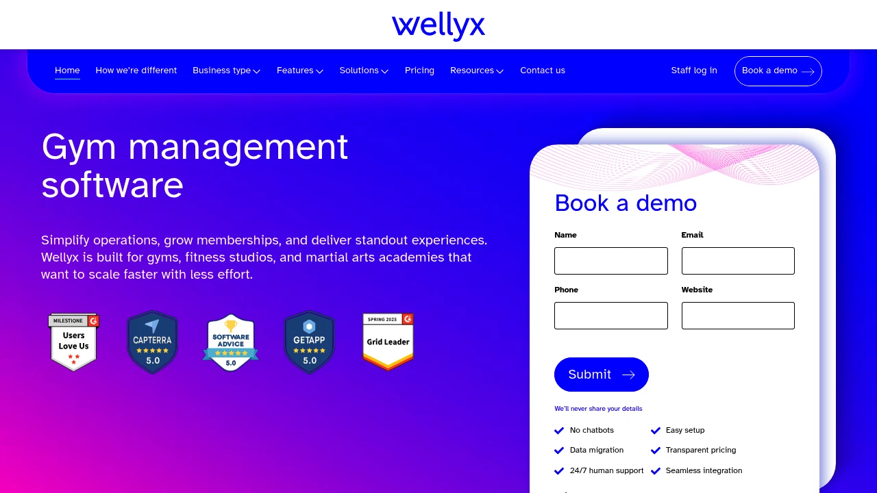 Screenshot of Wellyx website